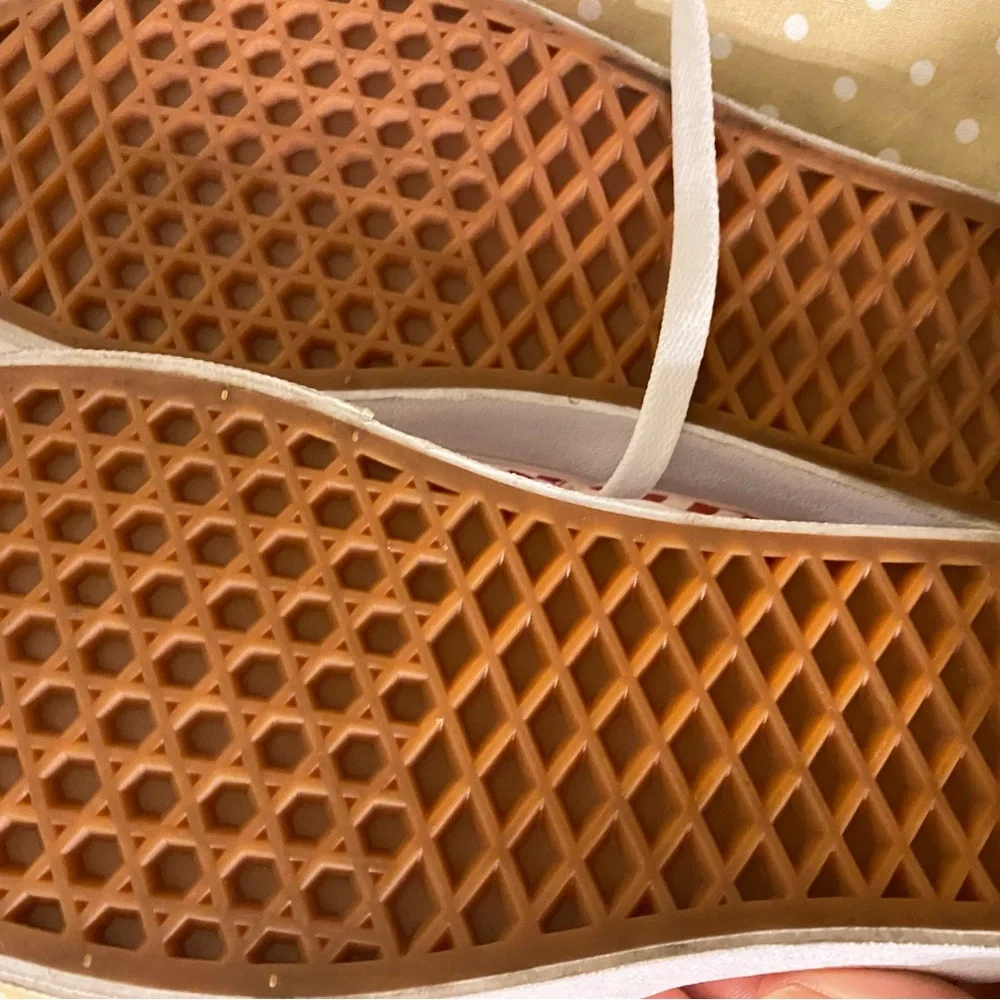 Vans Red and White Canvas Sneakers Iconic Checkerboard Design - Picture 6 of 8